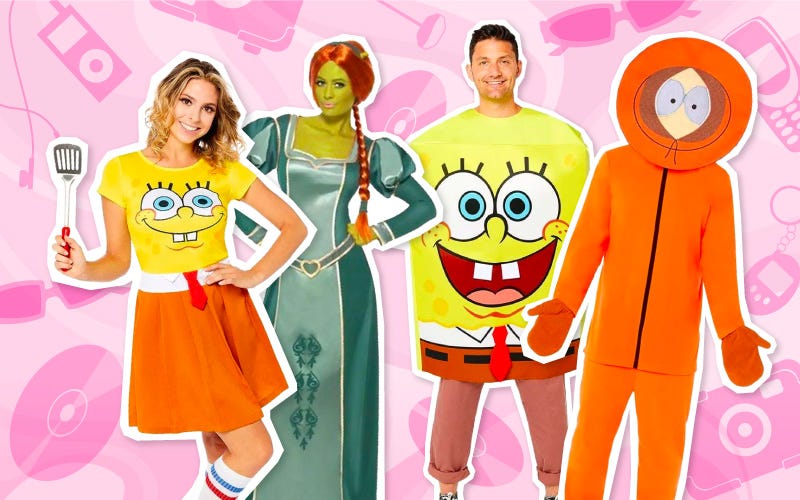 2000s fancy dress ideas featuring spongebob squarepants, shrek and southpark