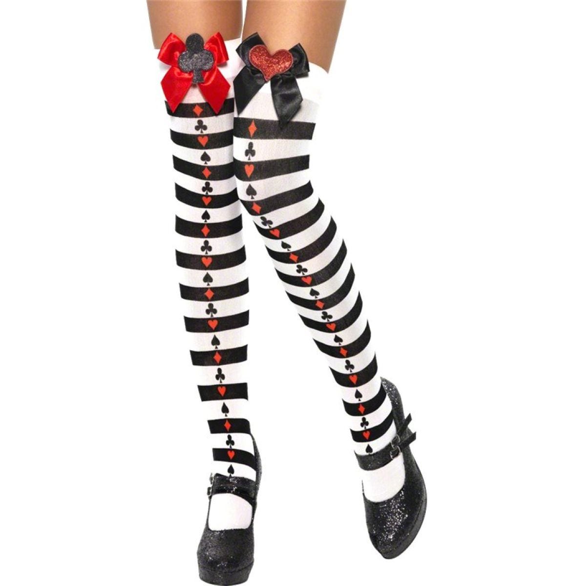 Black & White Striped Stockings with Bows