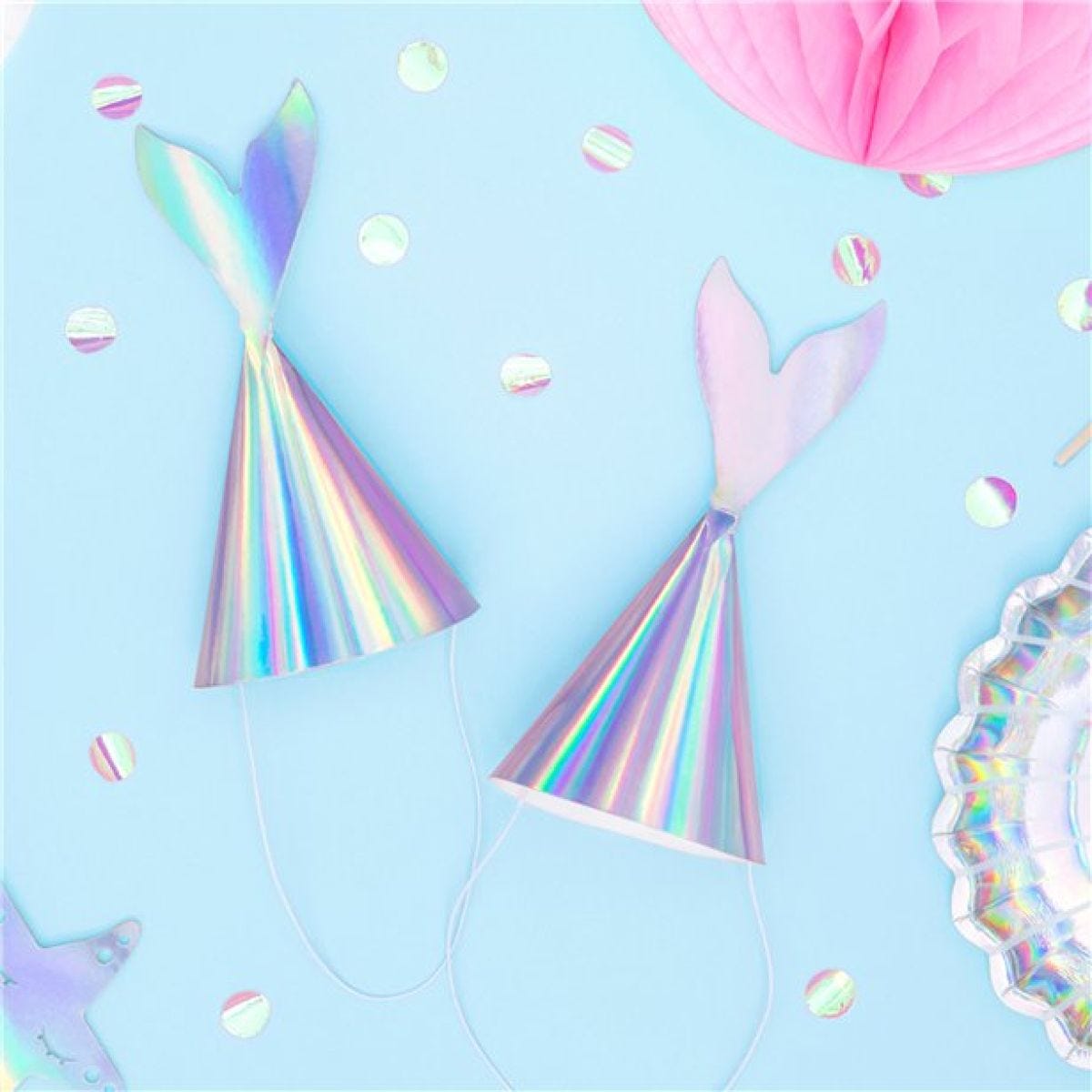 Mermaid Tail Iridescent Party Hats (6pk)