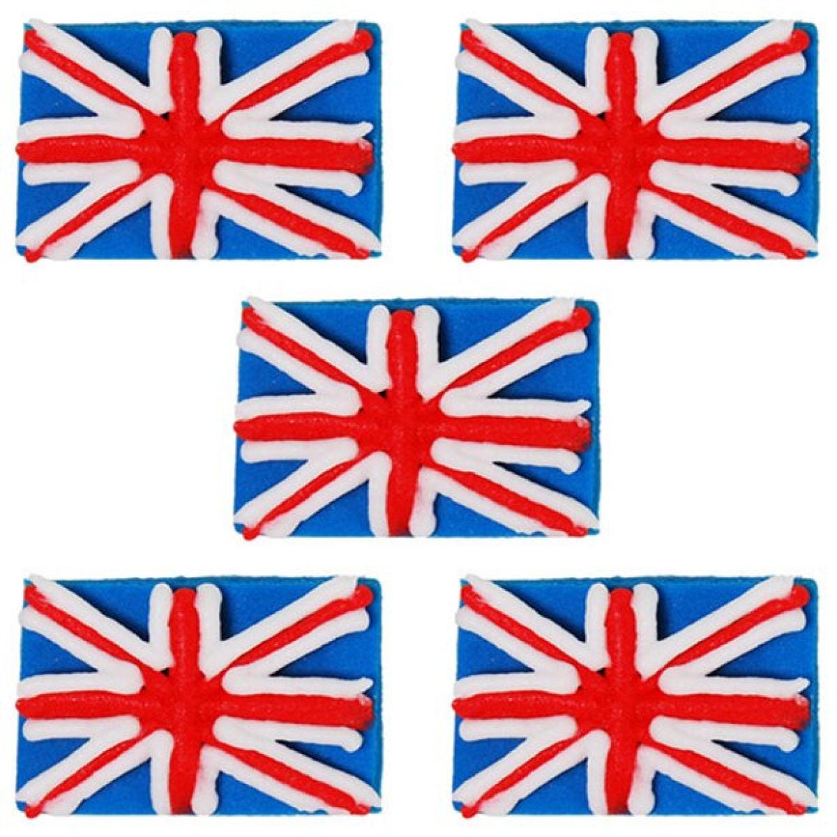 Union Jack Sugar Cake Toppers x5