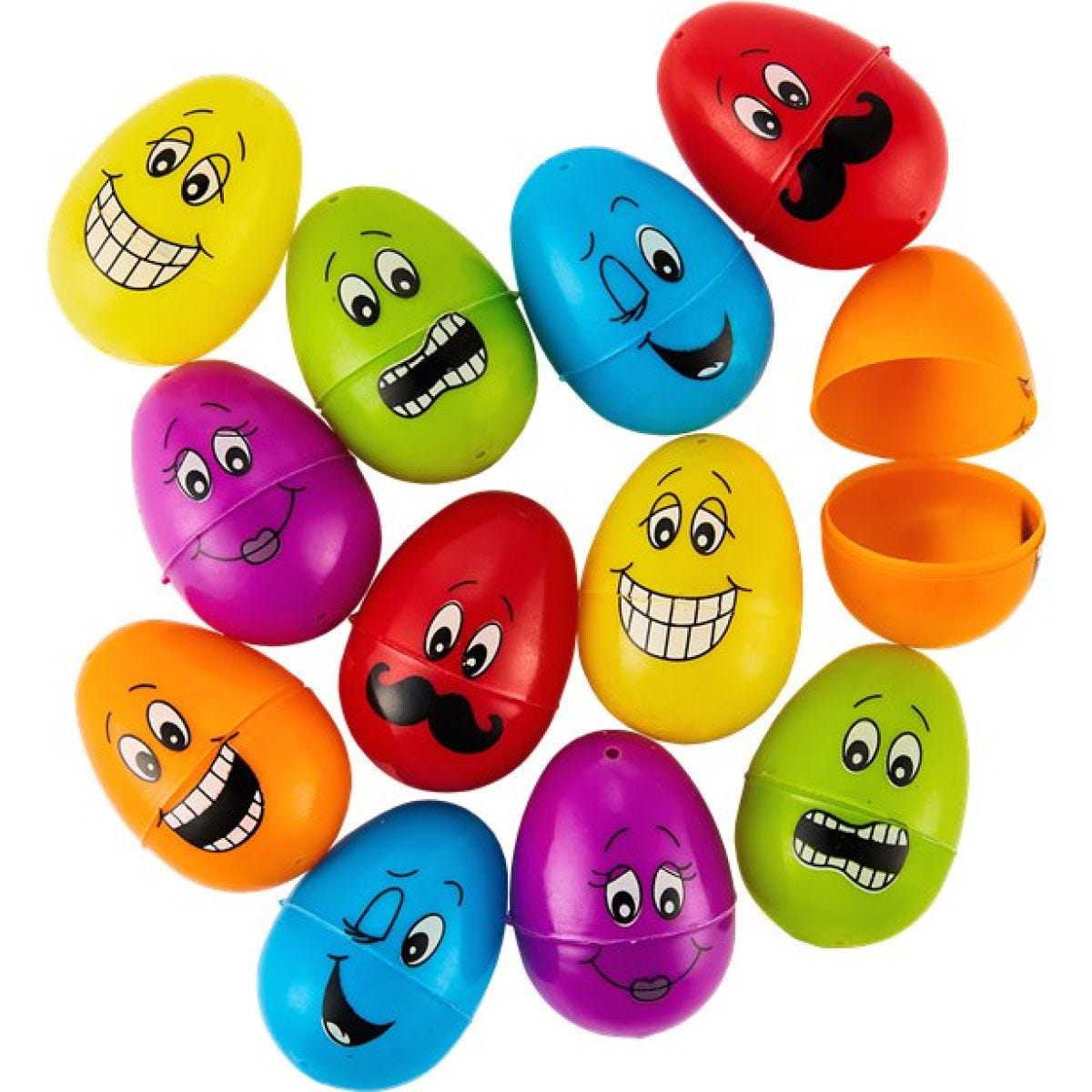 Funny Face Fillable Eggs - 6cm (12pk)