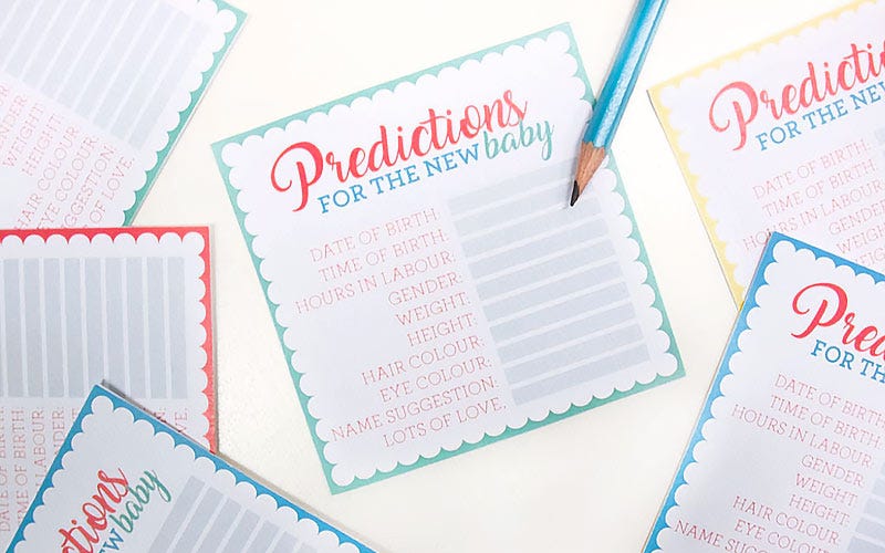 Free Printable Baby Shower Prediction Cards