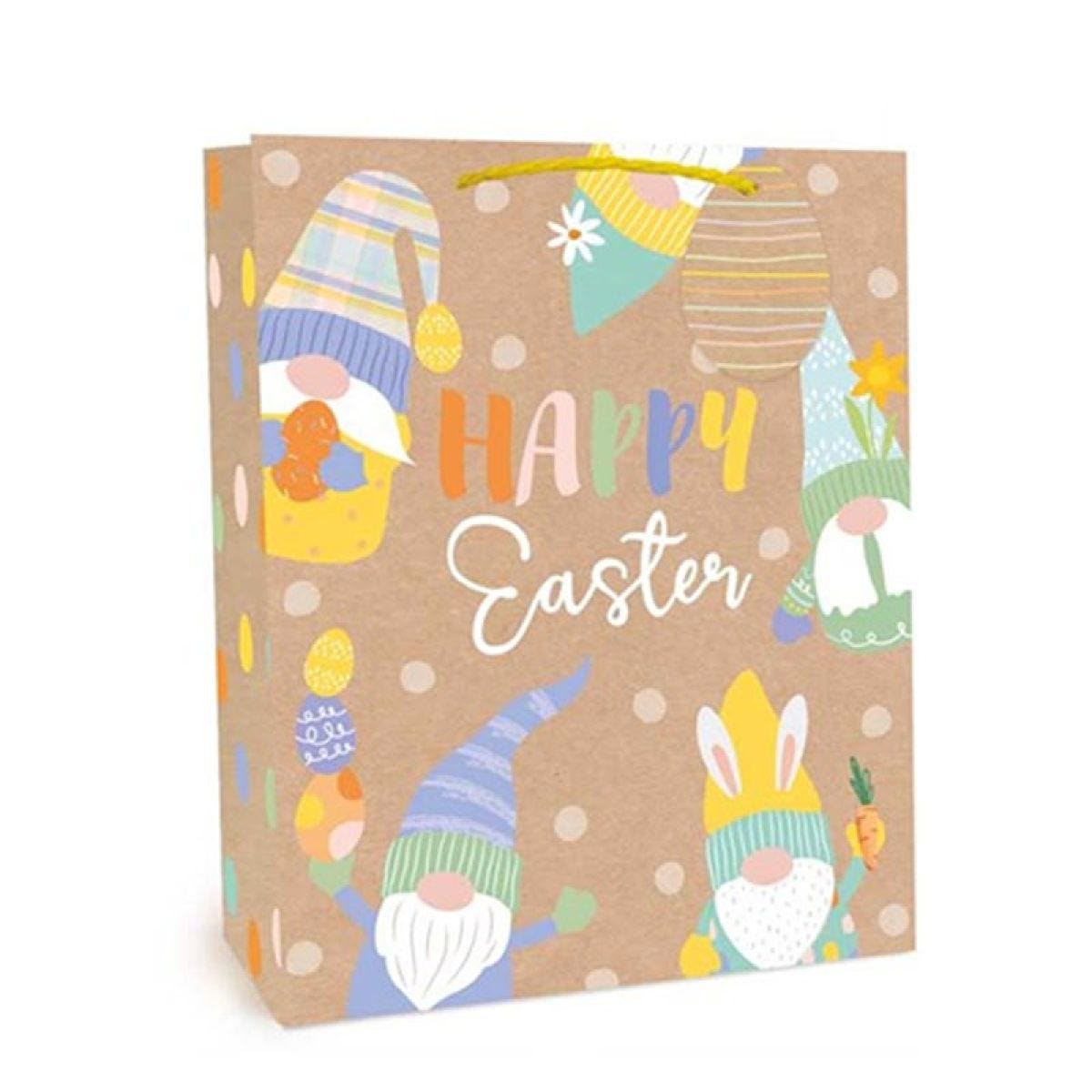 Kraft Easter Spots & Gonks Large Gift Bag - 32cm x 26cm