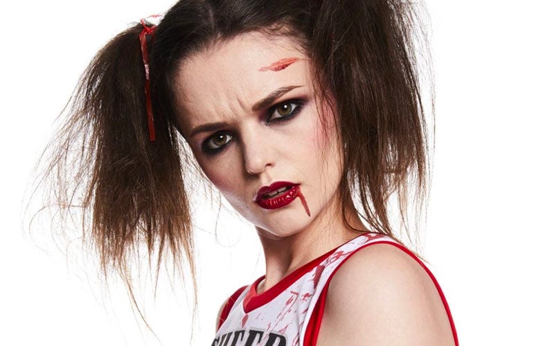 Zombie Cheerleader fancy dress costume and makeup tutorial