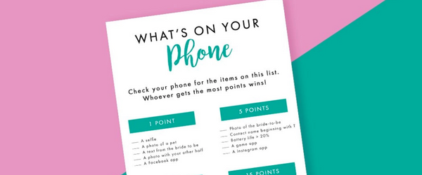 Printable What's On Your Phone Hen Party Game